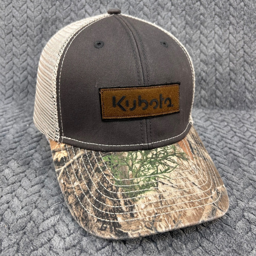 Kubota Logo Patch Mens Brown Camo Kubota Trucker Hat Snapback Mesh OSFM